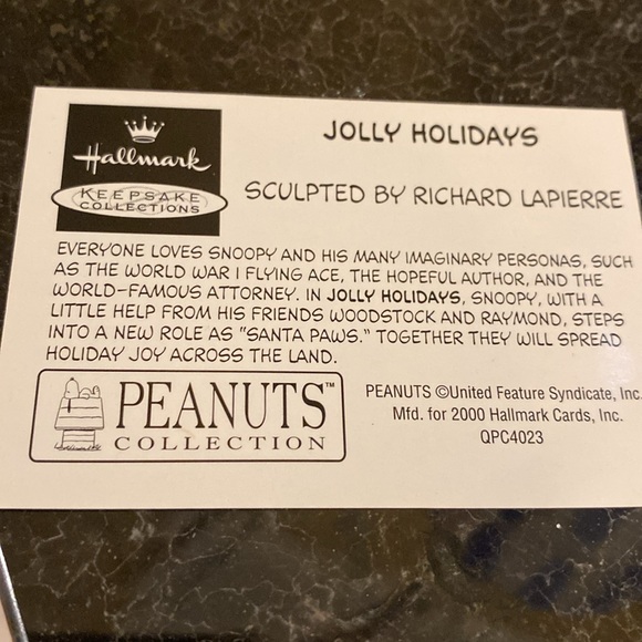 Hallmark Keepsakes 2000 Peanuts Gallery Numbered Edition Jolly Holidays Snoopy - Picture 5 of 7